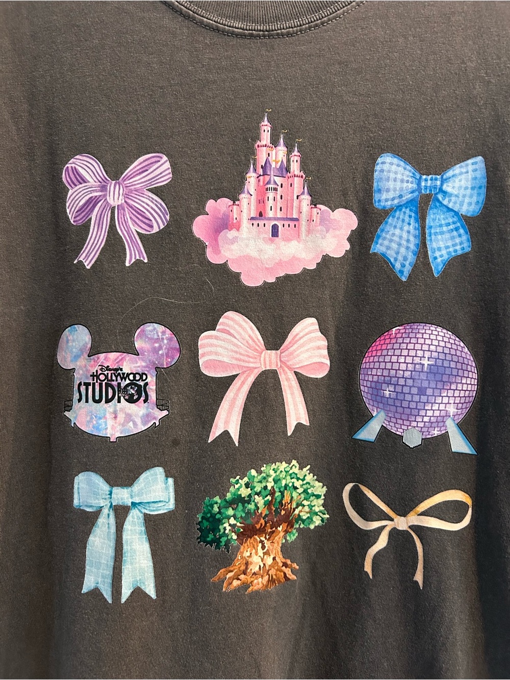 Disney Studios Black Graphic Tee with Pastel Bows - Picture 2 of 5